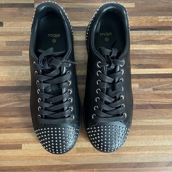NIB Maje Flowstuds Leather Studded Trainer Sneakers - Picture 2 of 16